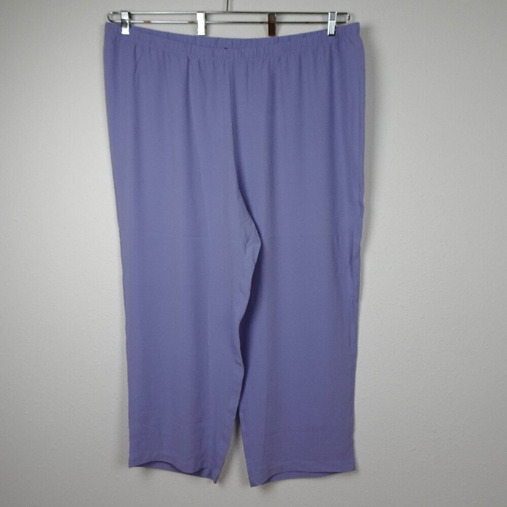 Eileen Fisher Silk Ankle Pants Women's Plus Size 3X Purple Straight Leg